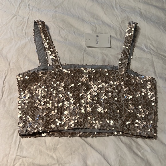 New Forever 21 Tank corp top with sequence on the outside & silky inside, size S - Picture 6 of 6